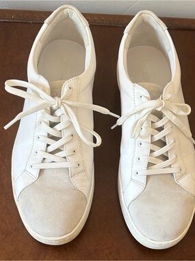 VINCE classic Women's White Leather & Suede Sneakers